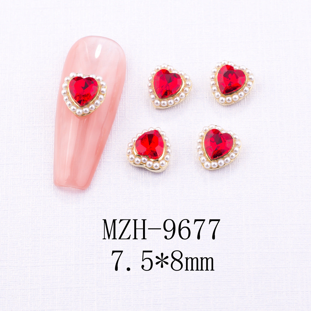Glass Nail Decorations with Red Bow Design - Assorted Series