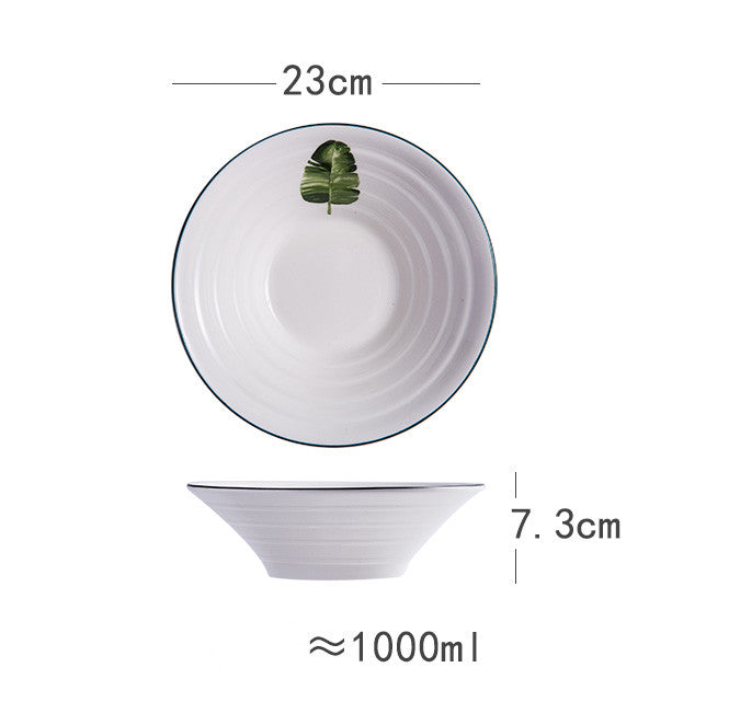 Japanese-Style Ceramic Noodle Soup Bowl with Trumpet Hat Design - 8 Inches