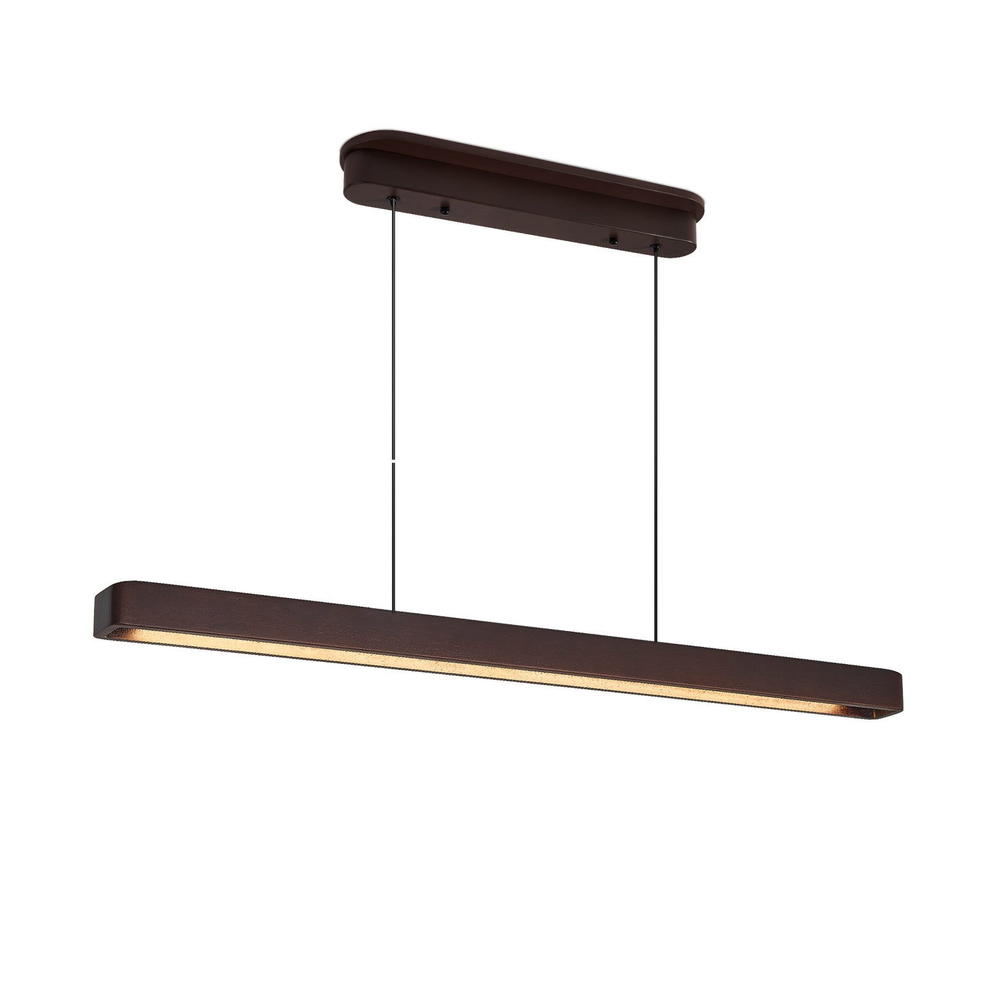 39-Inch Walnut Wood LED Pendant Light - Adjustable Modern Fixture