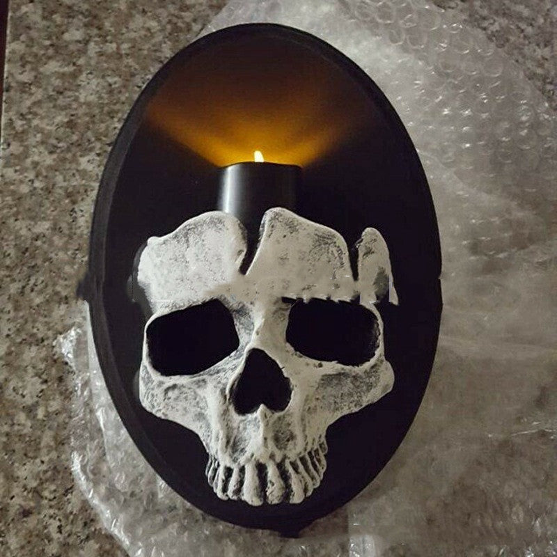 Skull Wall Candle Holder Decoration for Home & Garden - Resin Hanging Ornament