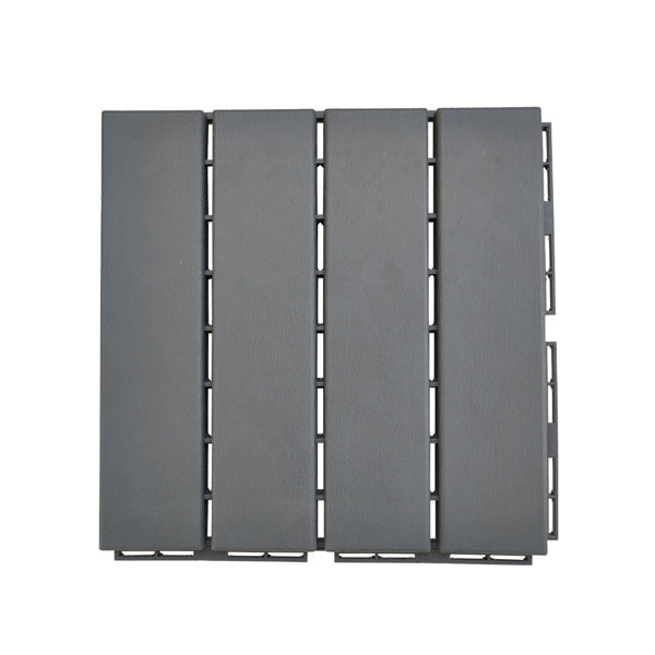 Outdoor Plastic Deck Tiles 30x30cm Dark Grey Interlocking Flooring - Weatherproof, Non-Slip