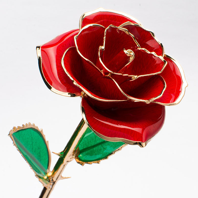 24K Gold-Plated Decorative Rose Flower Gift Box for Valentine's Day & Special Occasions