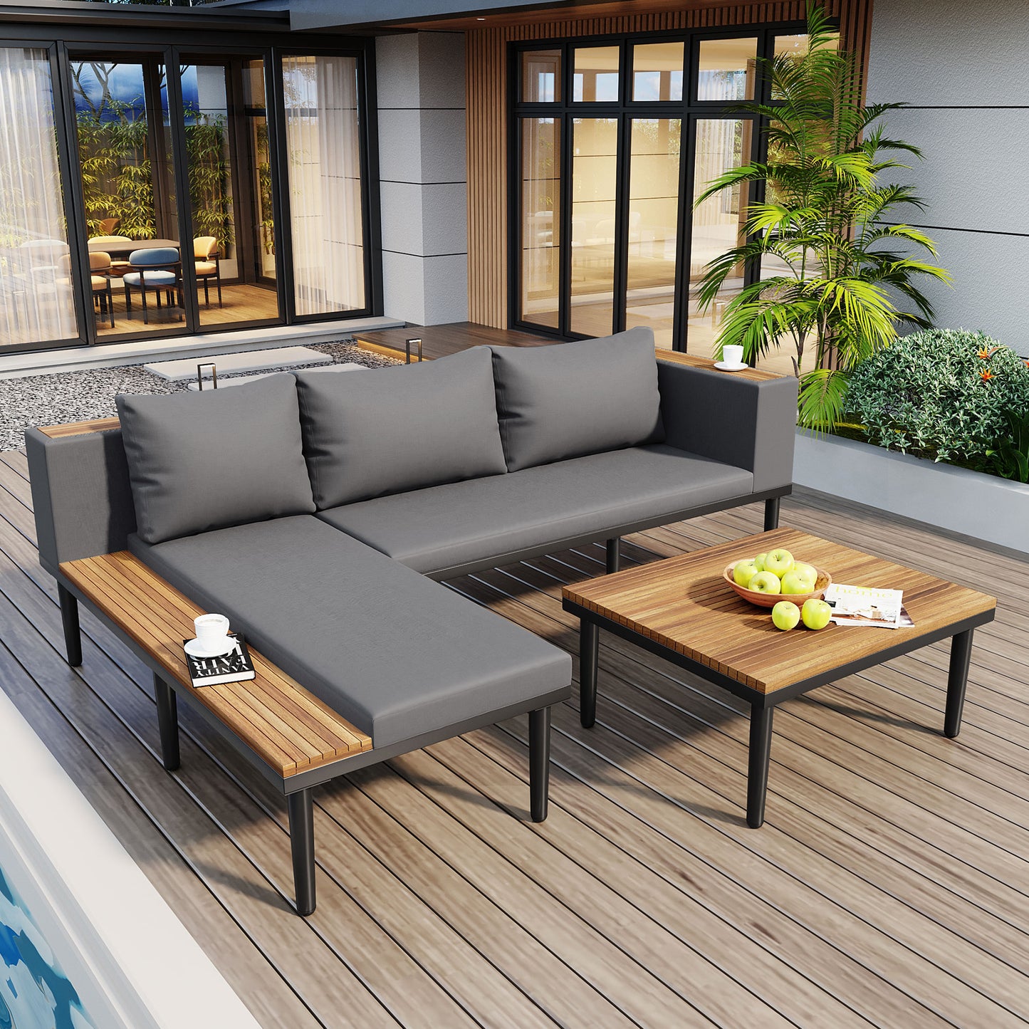 Luxury Patio Furniture Set With Removable Cushions And Coffee Table,