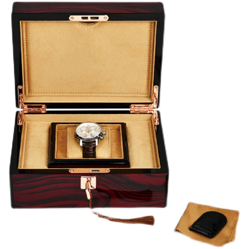 Wood Watch Box with Single Slot Jewelry Storage Holder - Brown