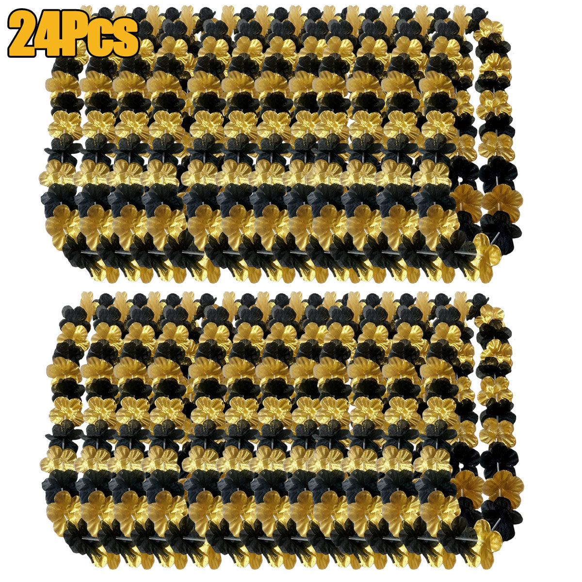 24 Pieces Black Golden Flower Leis - Exquisite Artificial Floral Neckwear