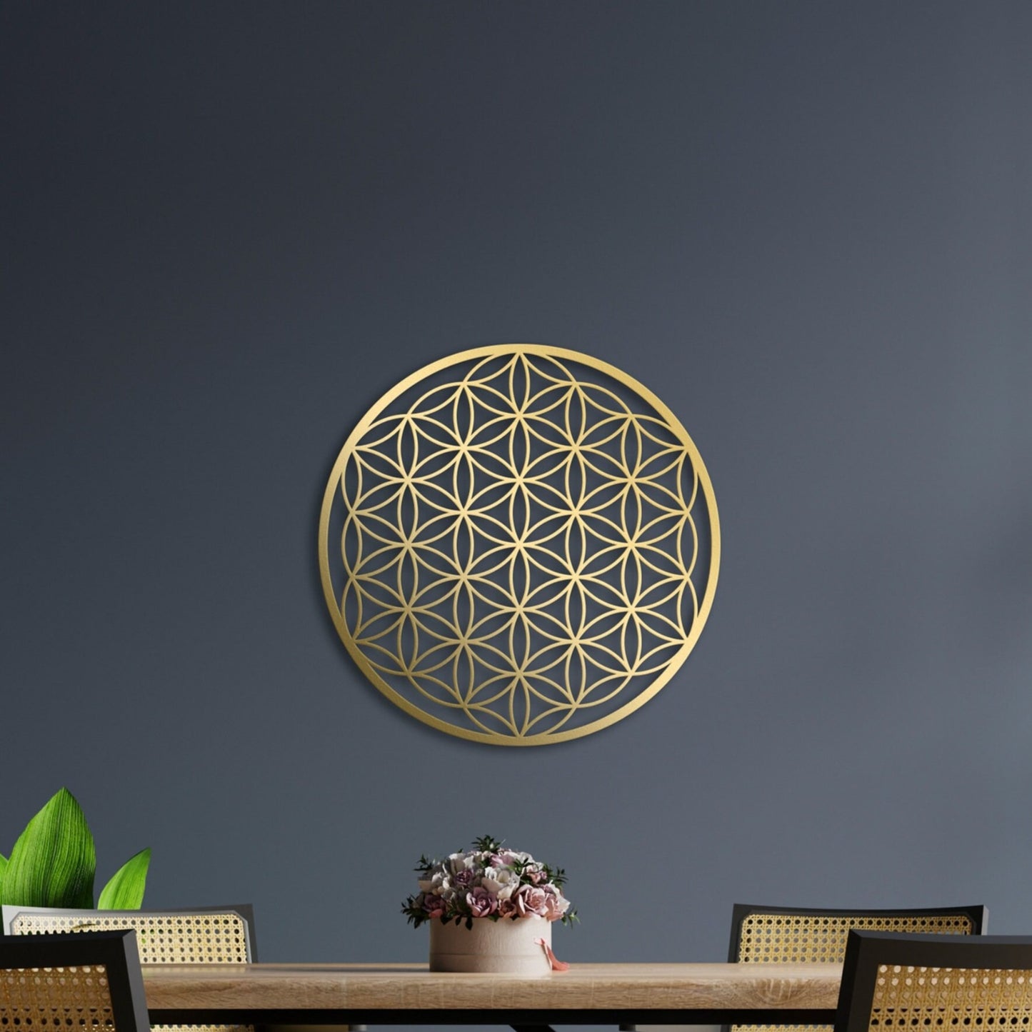 Zen Lotus Metal Wall Art - Boho Floral Decoration for Home