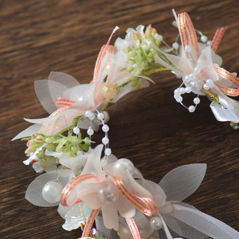 Silk Flower Wreath Hair Band for Weddings