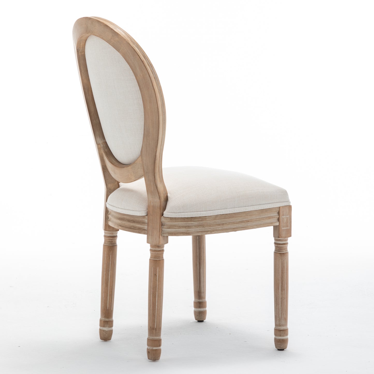 Farmhouse Dining Chairs Set of 2 - Solid Wood Frame with Linen Cushions, Beige