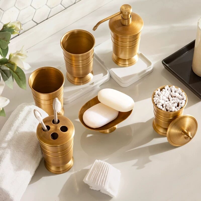 Bathroom Accessory Set Copper 6-Piece Bathroom Storage Organizer