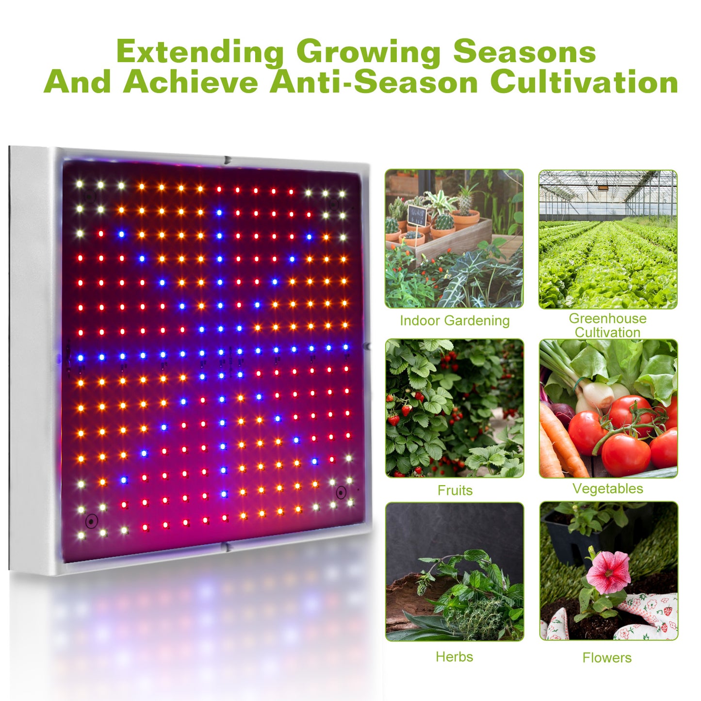 Full Spectrum LED Grow Light - 225 LEDs Indoor Plant Lamp for Herbs Vegetables & Flowers