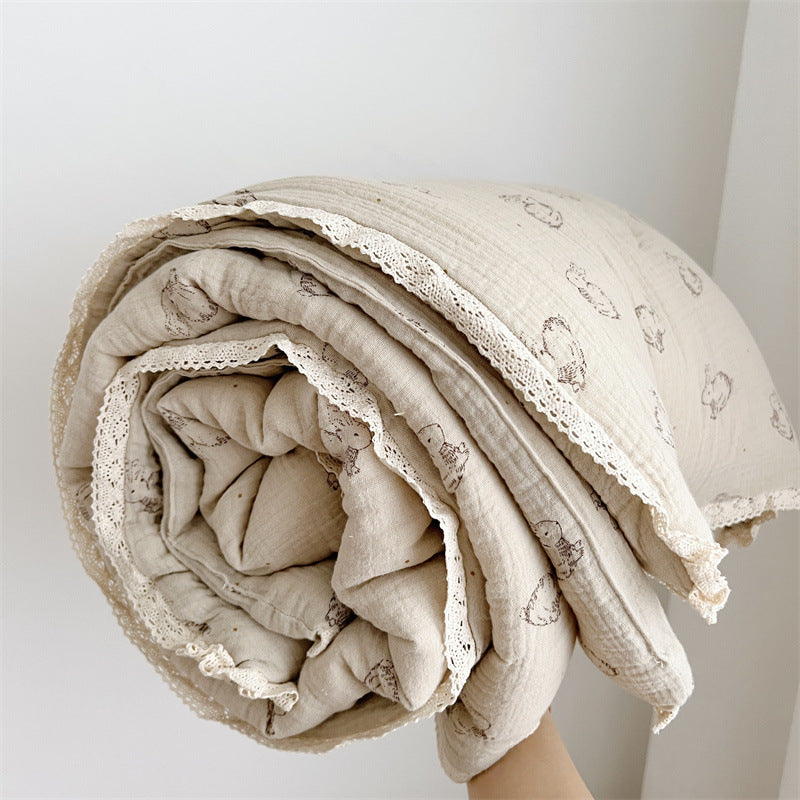 Sweet Floral Cotton Gauze Quilt Bedding Set with Pillowcase Options
