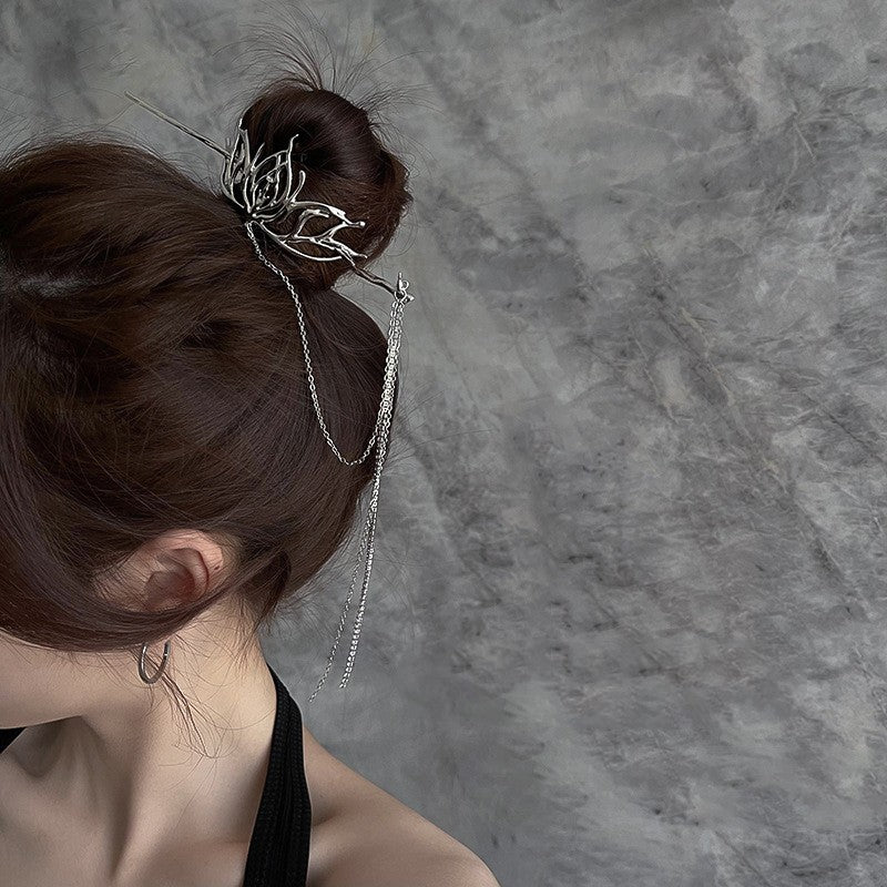 Metal Lotus Hairpin - Elegant Chinese Wind Hair Accessory for Women