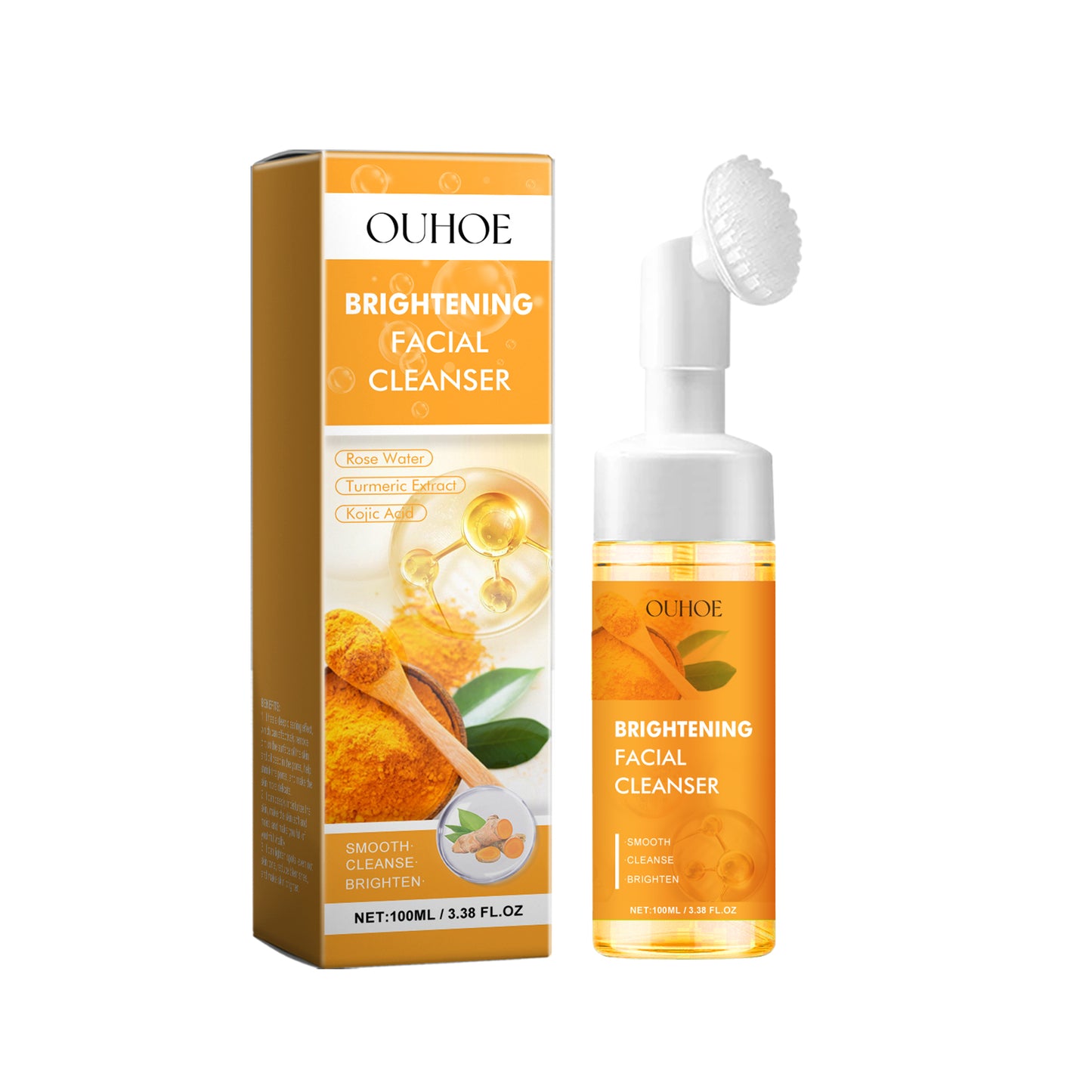 Turmeric Facial Cleanser with Built-in Brush Head for Acne Control