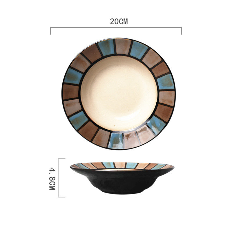 Ceramic Hand-Painted Western Style Breakfast Plate 8 Inch Microwave Safe