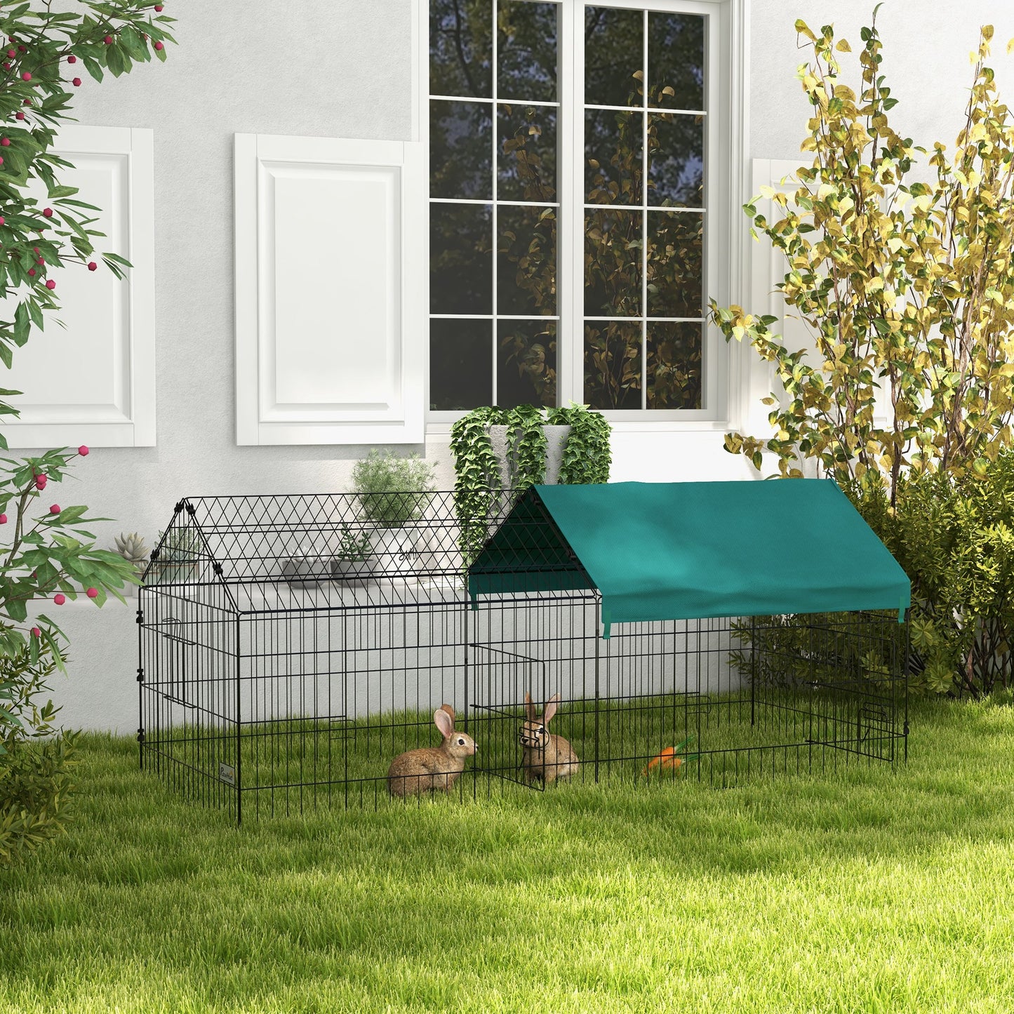 73-Inch Small Animal Playpen with Roof for Rabbits, Chickens, Chinchillas - Green