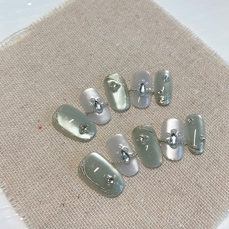 Handmade Skin-Brightening Nail Stickers - Assorted Sizes, Cat Eye Pattern