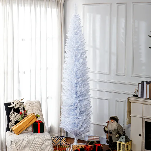 8' White Artificial Pencil Christmas Tree with 618 Branch Tips