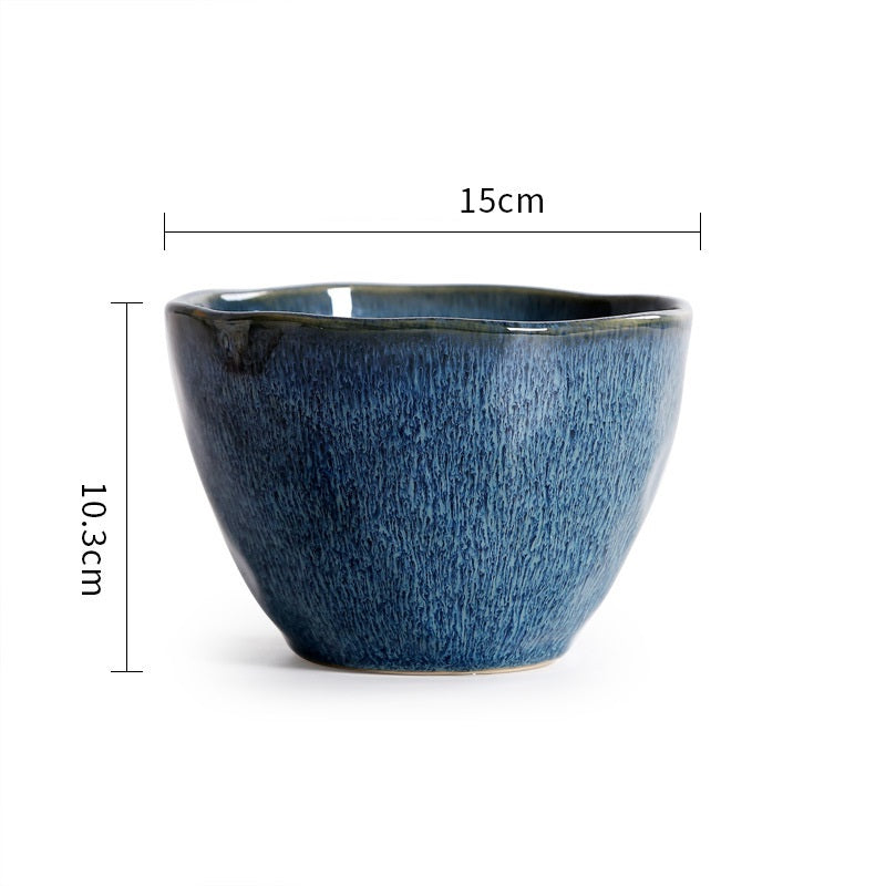 Vintage Hammered Ceramic Salad Bowl - 15cm Diameter, 900ml Capacity