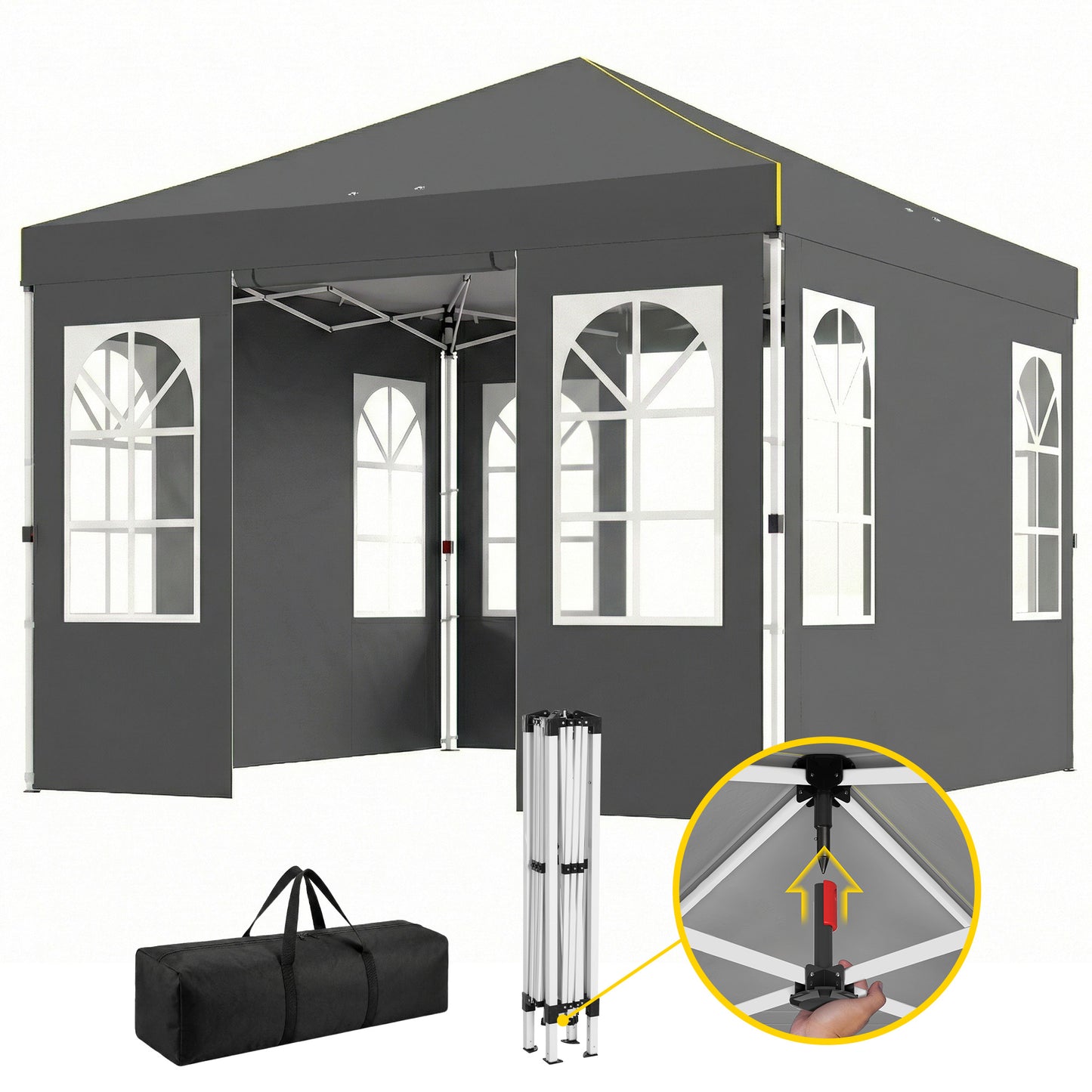 9.6x9.6 ft Pop Up Canopy Tent with UPF 50+ Protection - Dark Gray