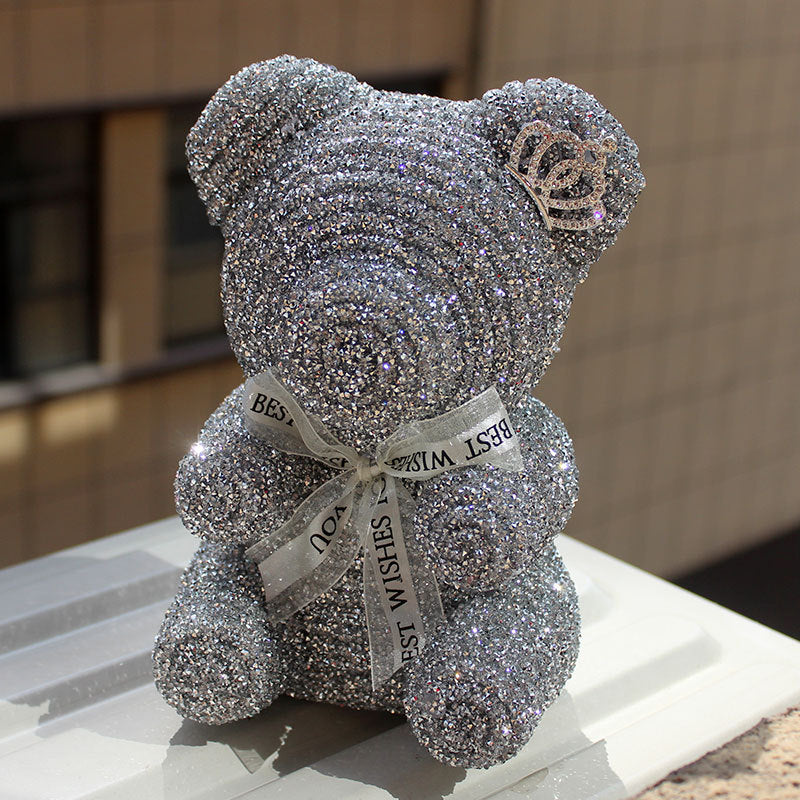 Decorative Crystal Diamond Bear Birthday Gift Crown Foam Bear for Party Decor