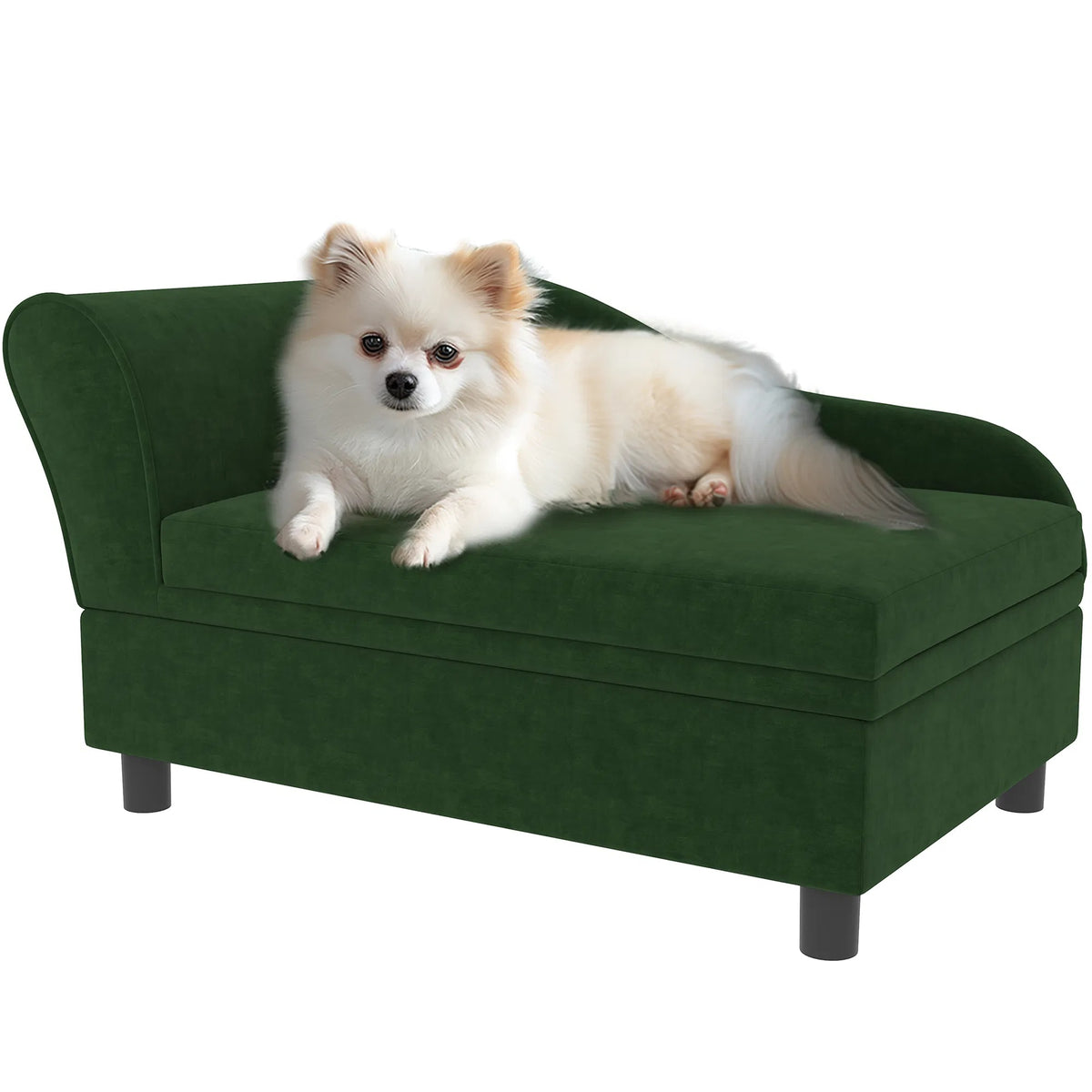 Green Pet Sofa Bed with Hidden Storage for Cats & Small Dogs