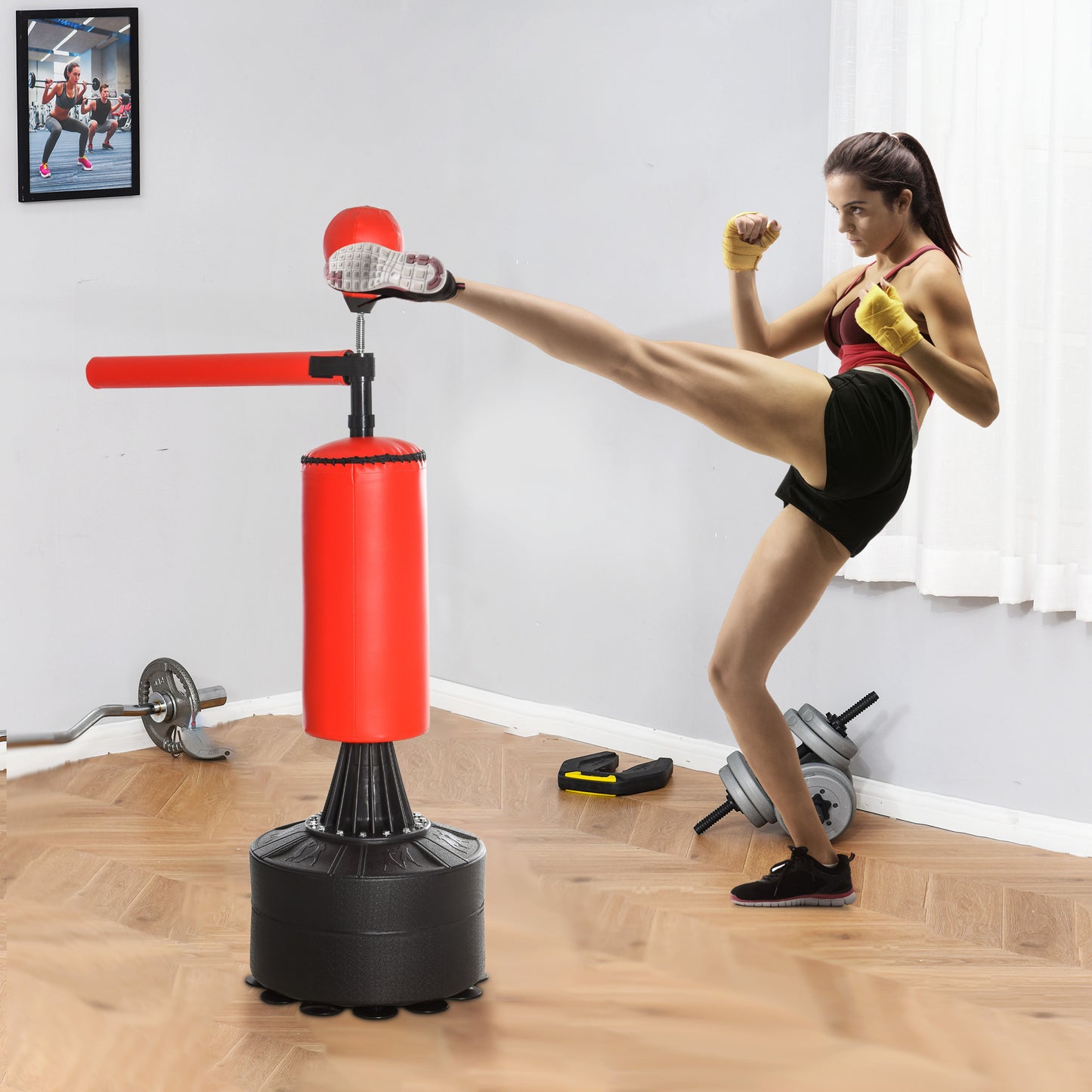 Freestanding Punching Bag with Speed Ball and Gloves - Black/Red