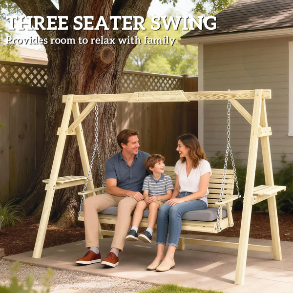 Ergonomic Outdoor Patio Swing Chair with Cushions & Shelves