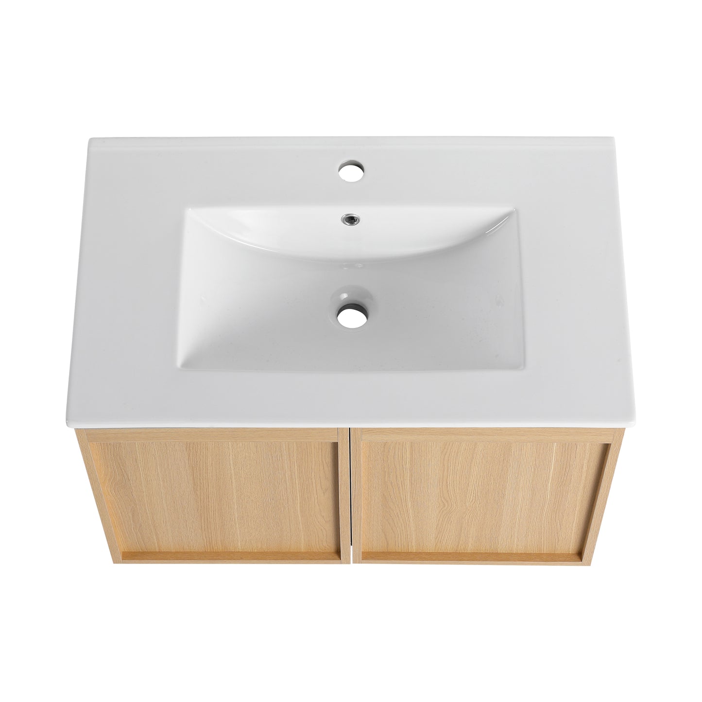 30" Wall-Mounted Bathroom Vanity with Sink - Light Oak