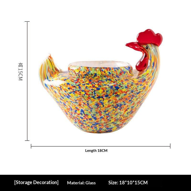 Colorful Glass Chick Fruit Bowl - Handcrafted Decorative Kitchen Accent