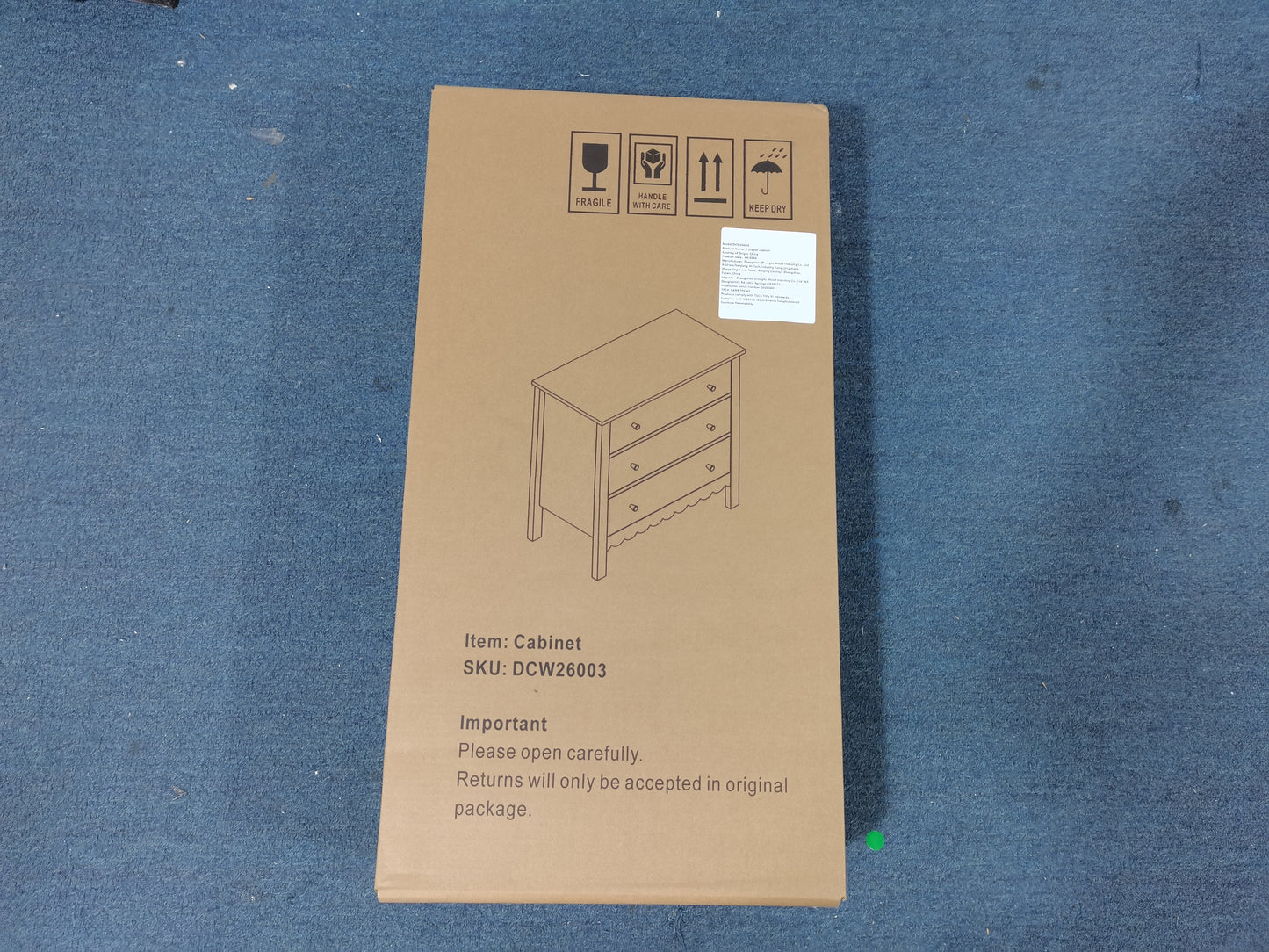White 3 Drawer Dresser - Modern MDF Storage Cabinet