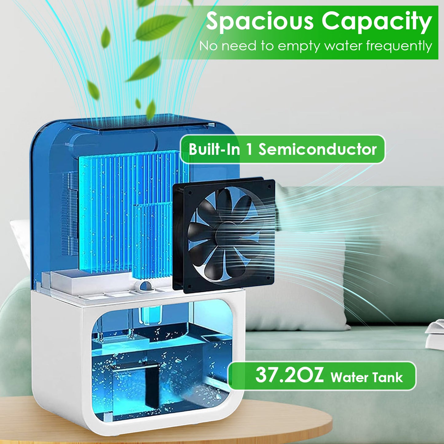 Portable Dehumidifier 37OZ with Sleep Mode, 7-Color Night Light, Timer for Home Bathroom Basement