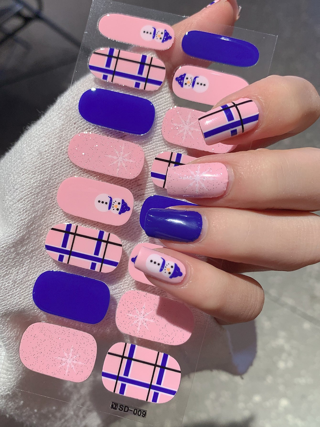 Christmas Nail Stickers Set - Holiday Checkerboard Star Candy Designs for Manicure