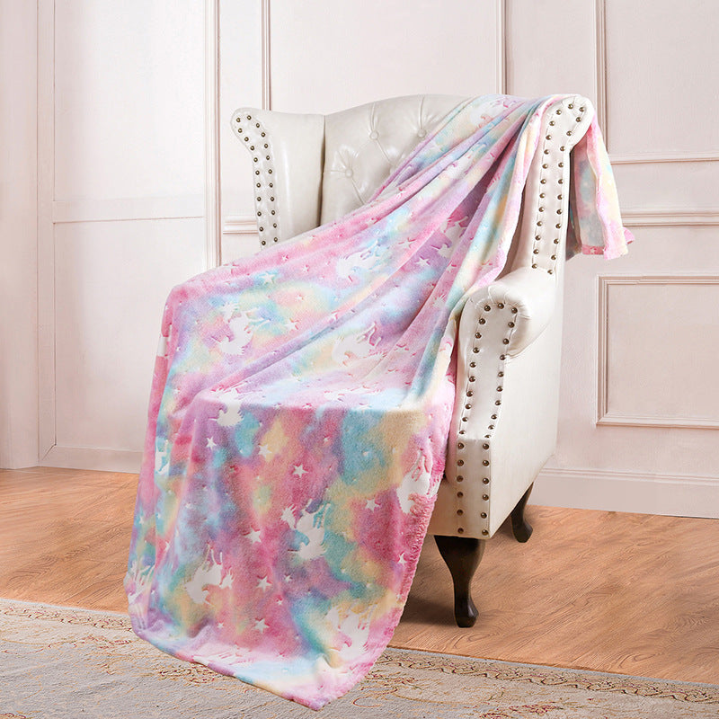 Double Sided Flannel Glow-in-the-Dark Blanket Fluorescent Bedding Set - Multiple Colors