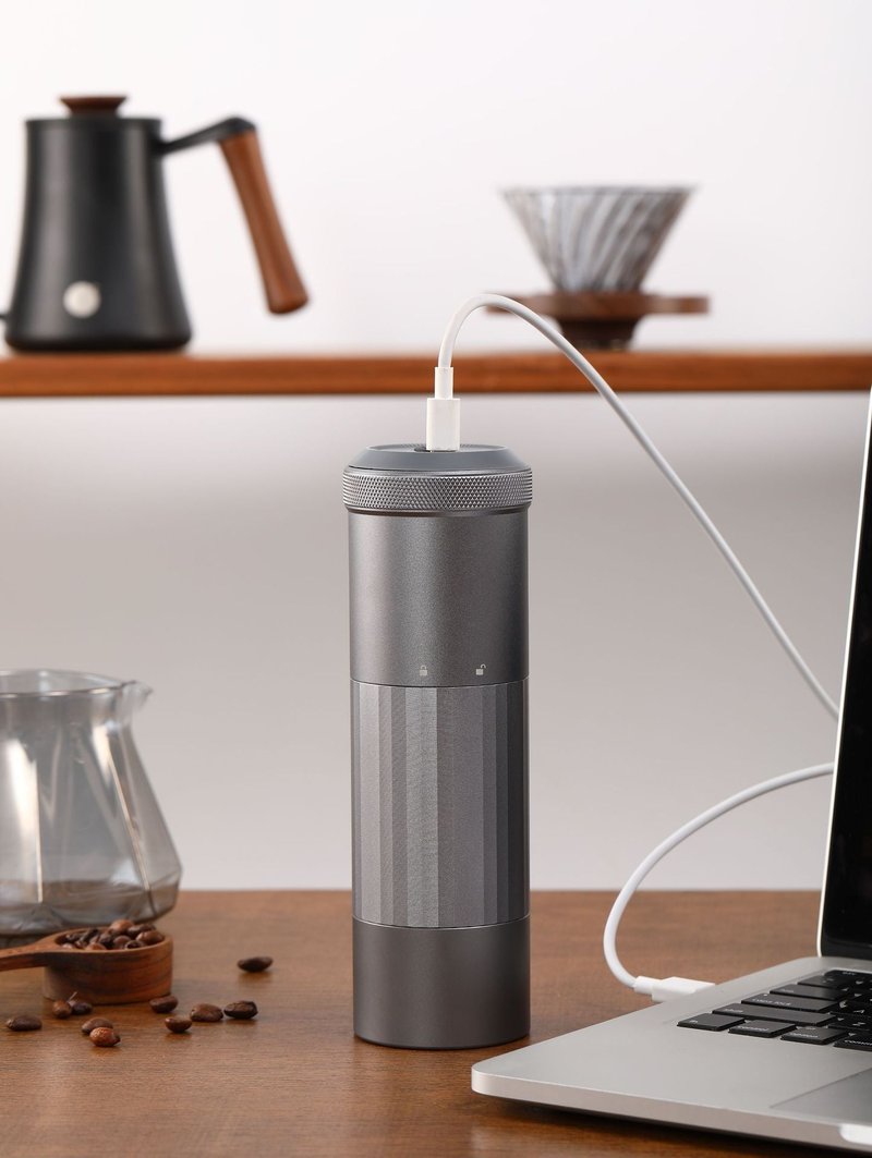 Portable Wireless Bean Grinder USB Charging Kitchen Appliance Gray