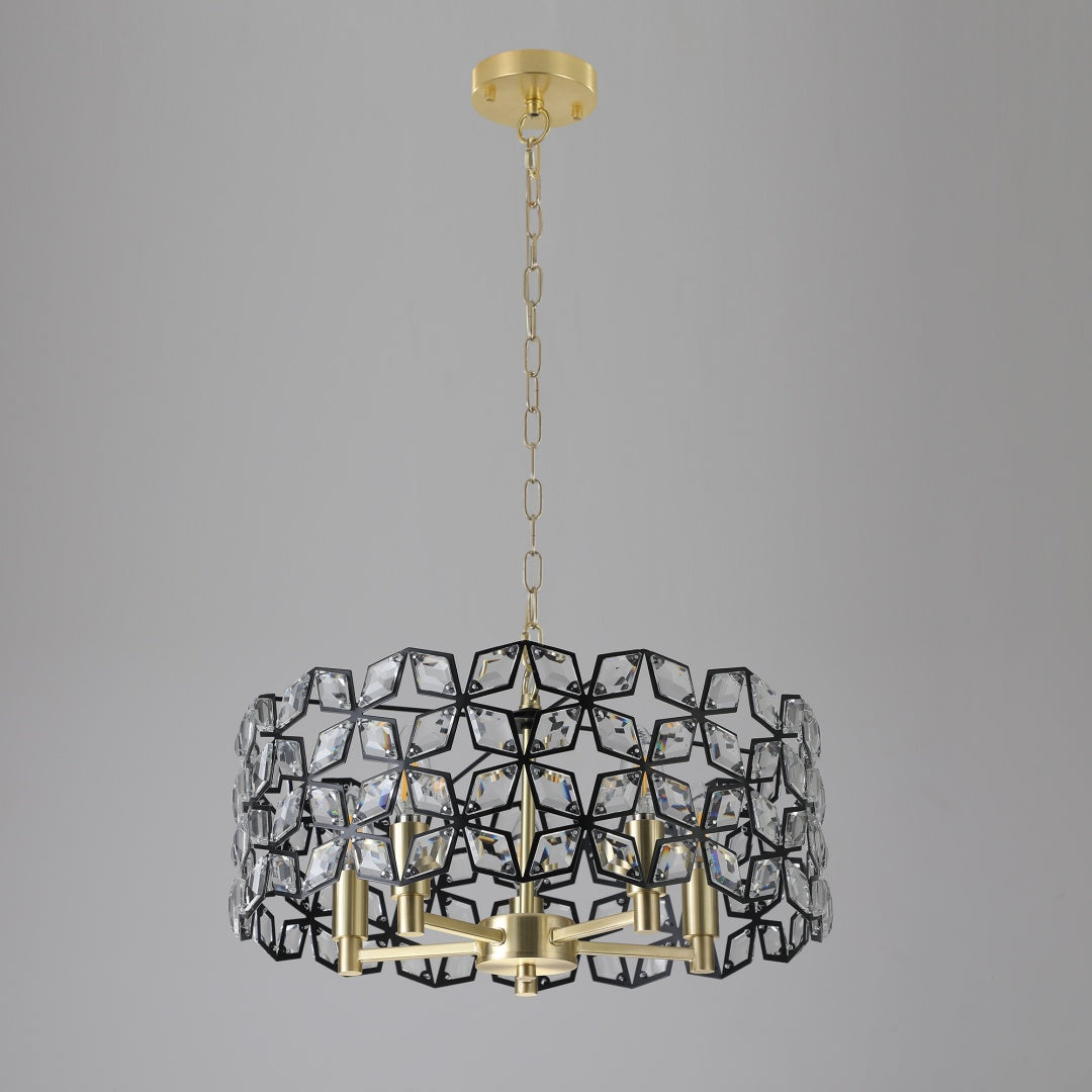 Geometric Crystal Pendant Chandelier - Modern 5-Light Fixture