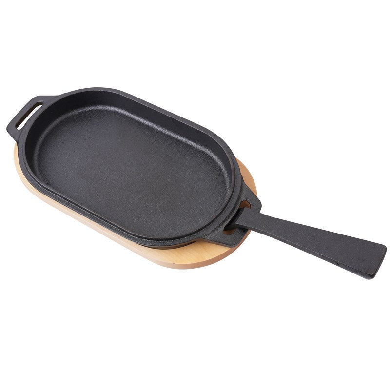 Cast Iron Bread Mold Baking Pan with Wooden Tray 26x16cm - Uncoated