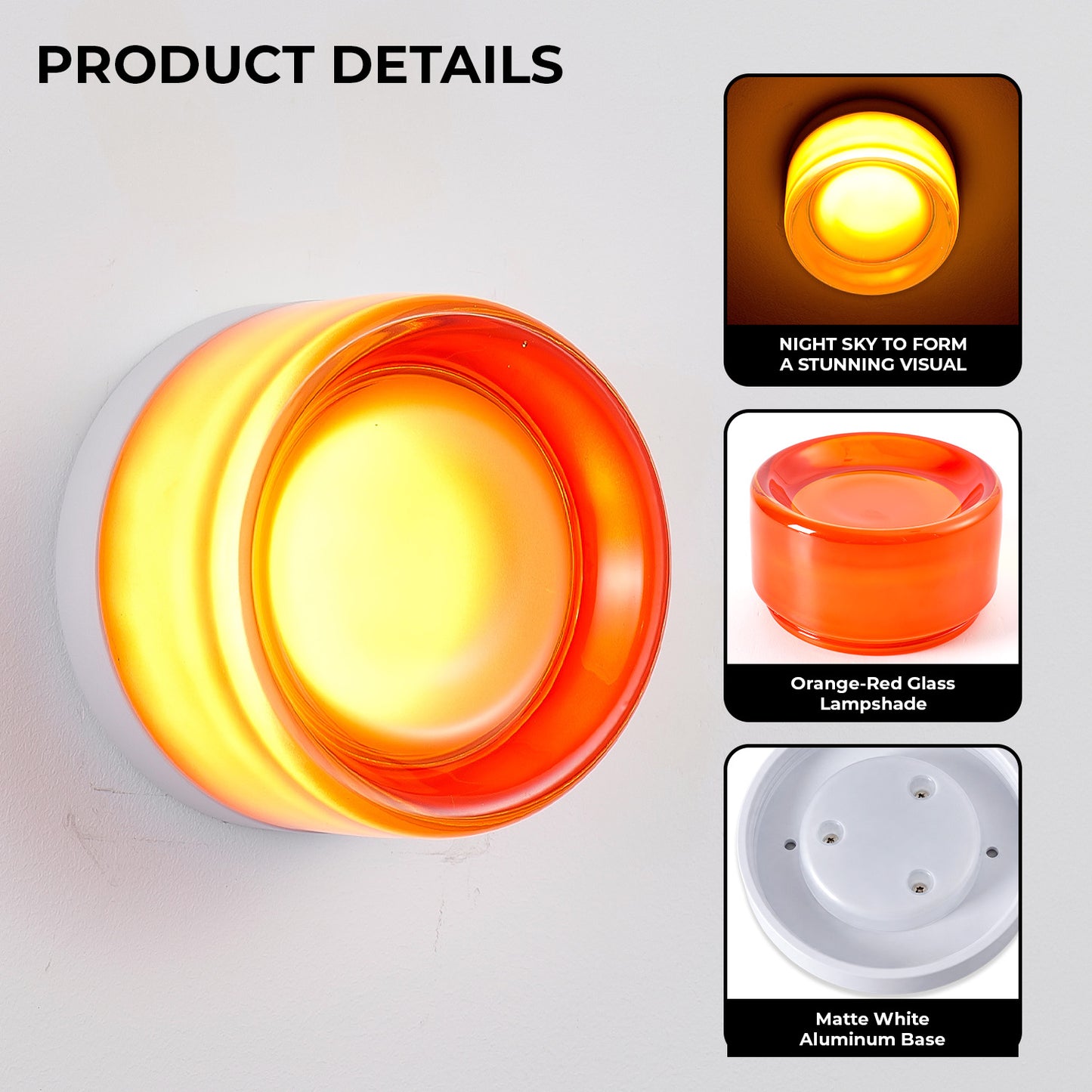 Minimalist Red Wall Light - Modern Round LED Fixture for Bathroom & Bedrooms