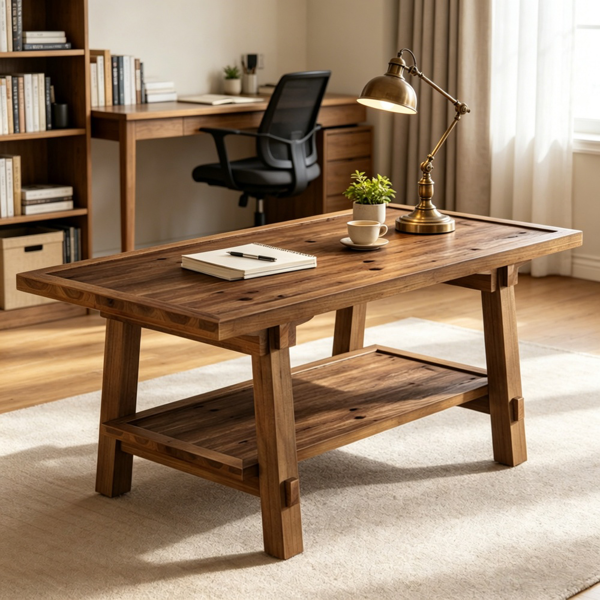 Solid Wood End Table with 2-Tier Design - 47"