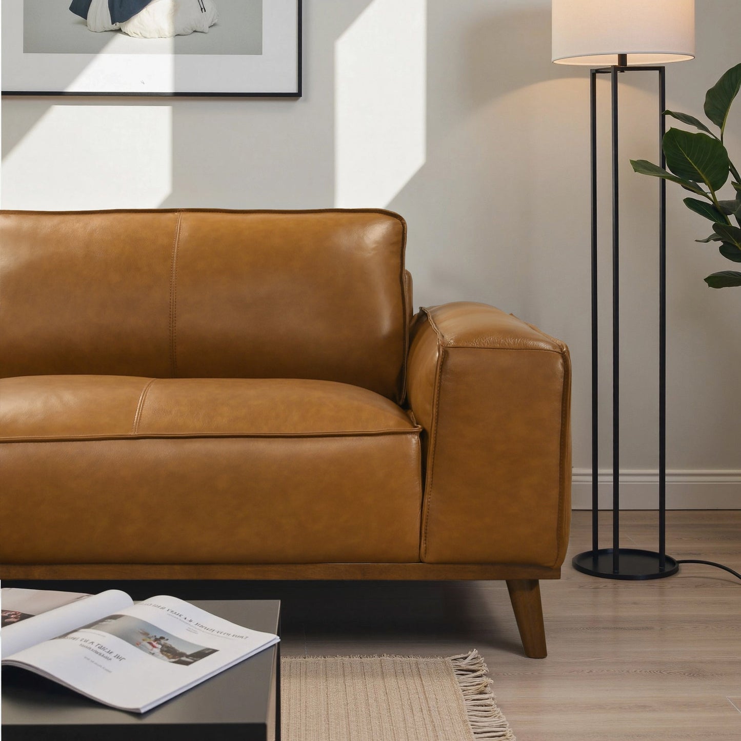 Kerrville Tan Leather Left Sectional Sofa