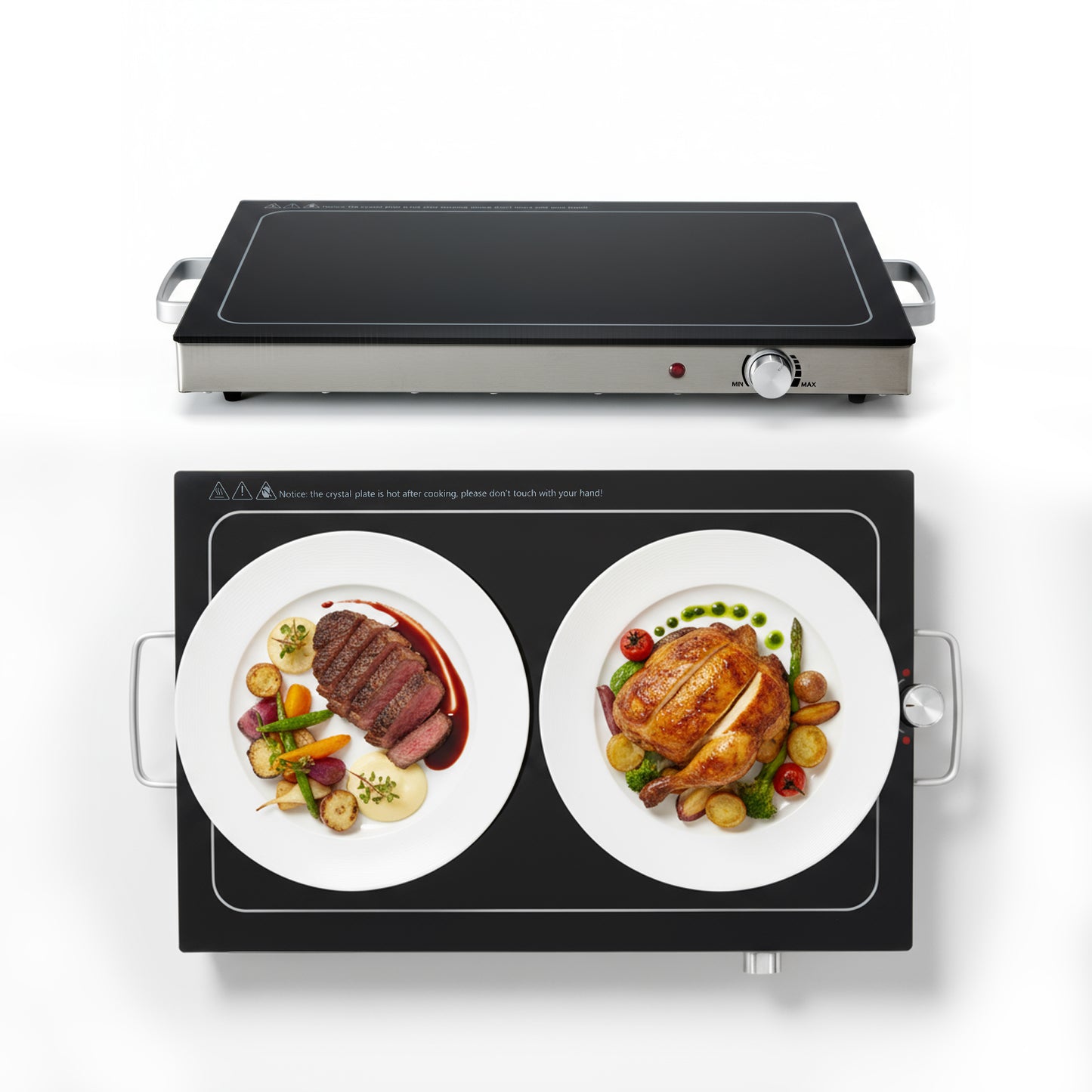 Electric Food Warming Tray with Adjustable Temperature - 22in