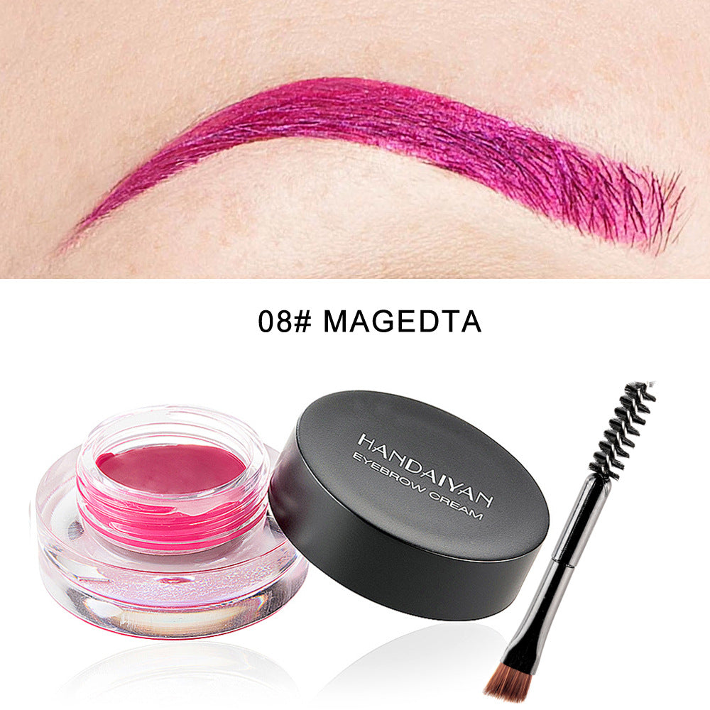 Waterproof Long-Lasting Eyebrow Cream Set - 12 Colors with Brush