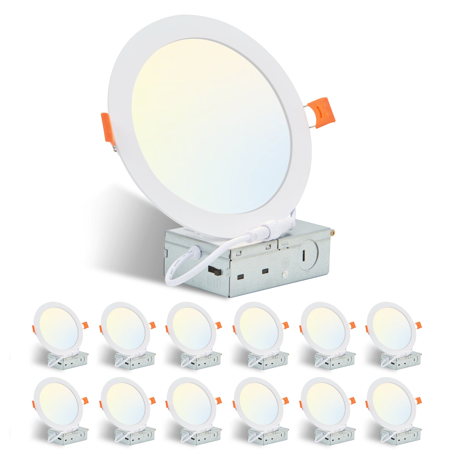 6 Inch LED Recessed Ceiling Lights 12-Pack Dimmable Canless Downlights 2700K-5000K