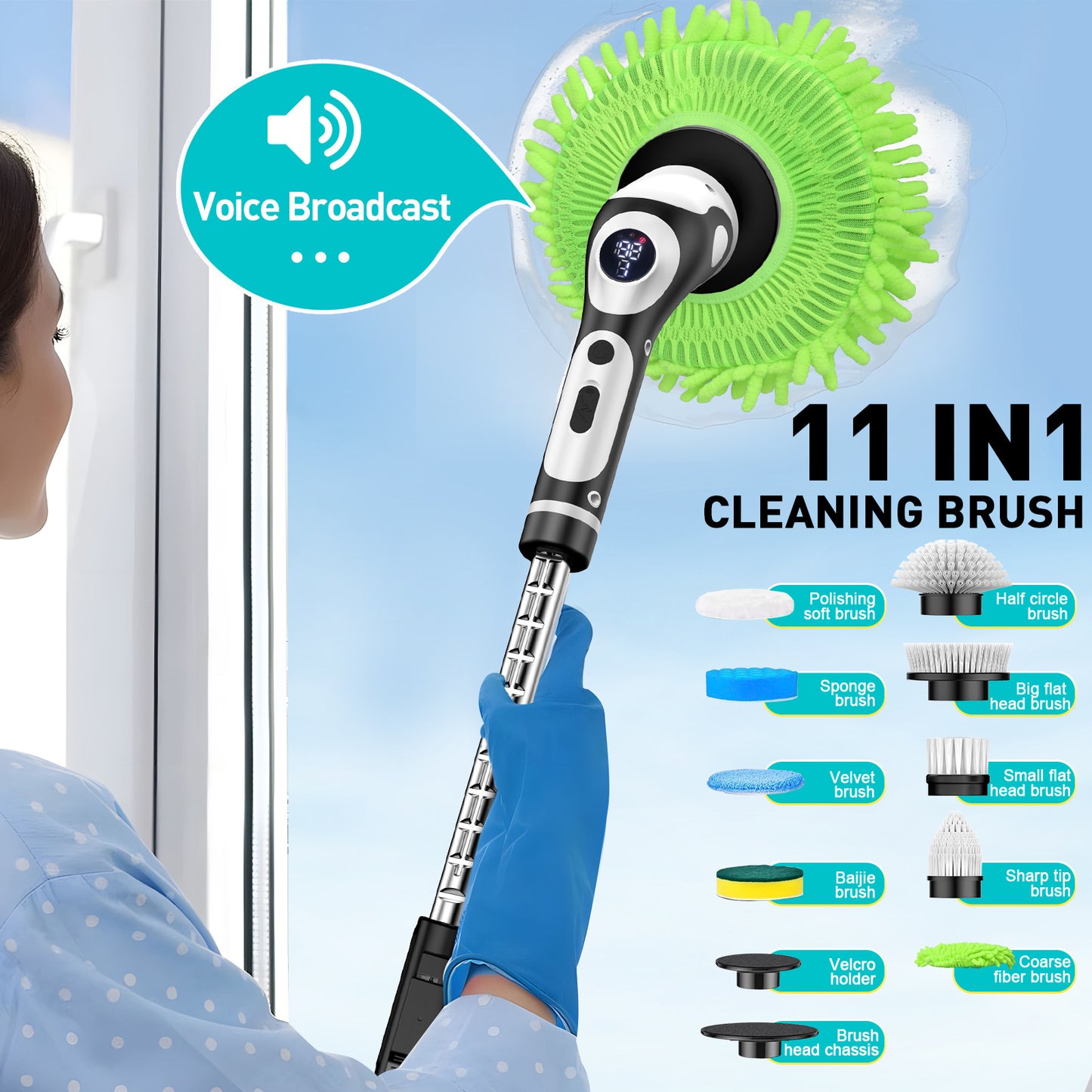Wireless Charging Multifunctional Electric Cleaning Brush - White 9-in-1