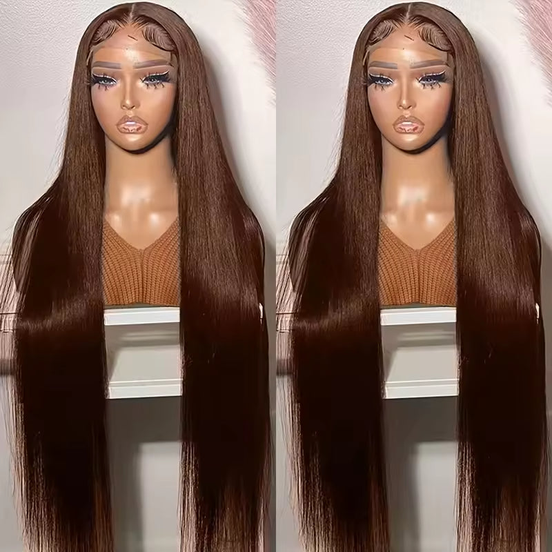 13x4 HD Lace Front Human Hair Wig - Natural Brown Brazilian Virgin Hair