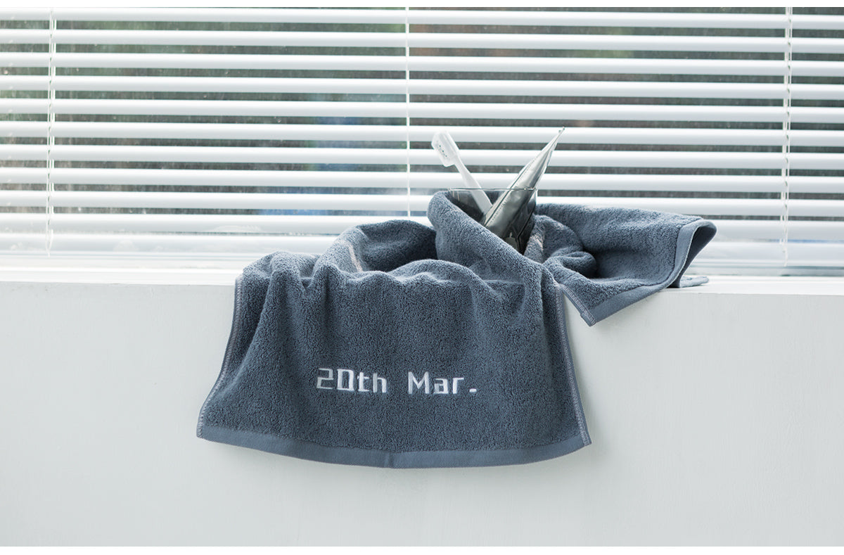 Personalized Cotton Towels with Birthday Embroidery - Customizable Size & Color