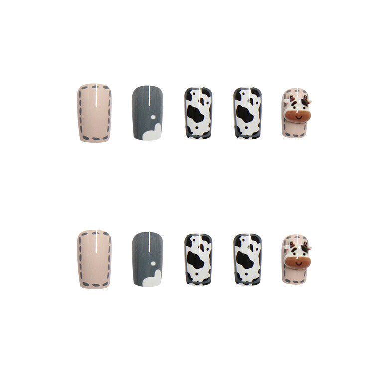 Cow Nail Art Patches 24pcs Nail Stickers for Manicure & Nail Design