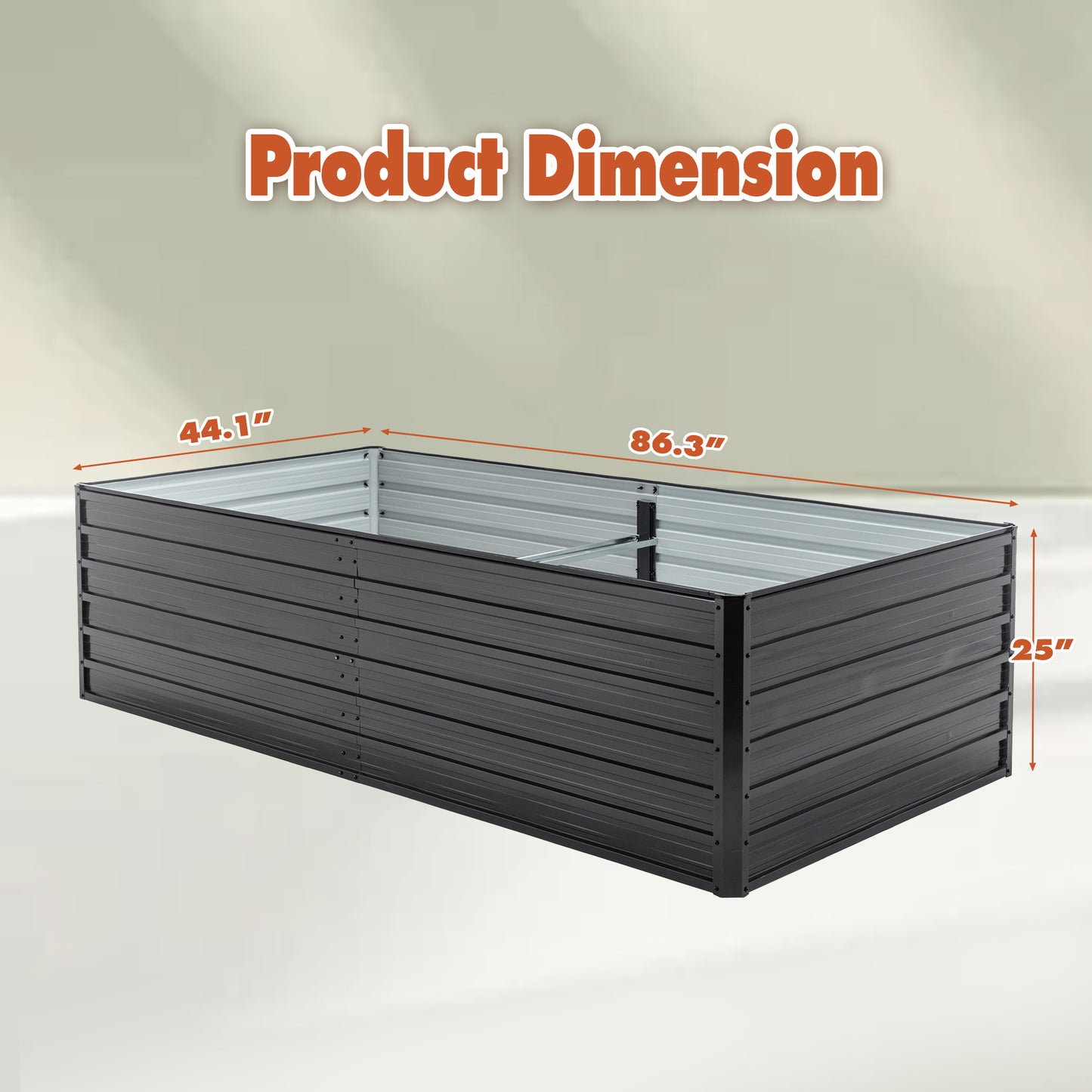 Metal Raised Garden Bed Outdoor 7.2x3.6x2 FT Galvanized Kit,Vegetable