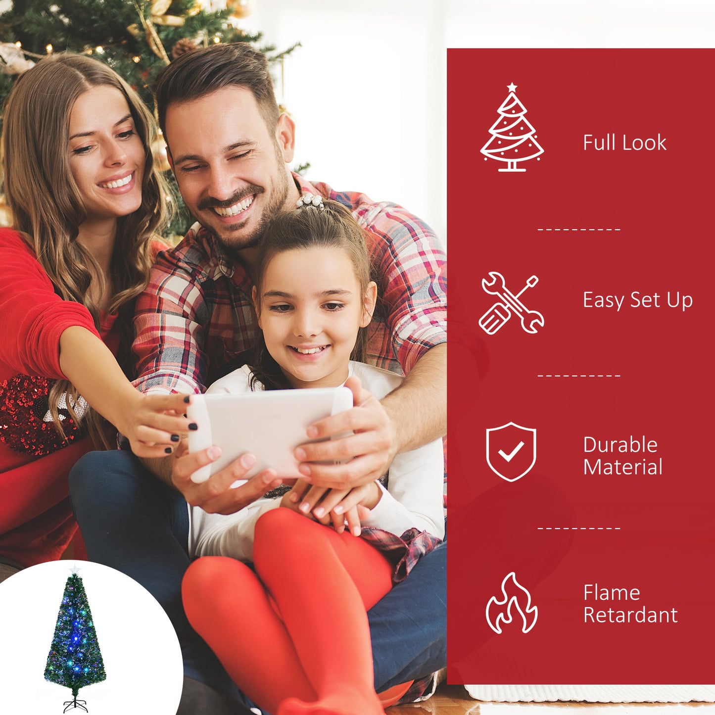 6' Tall Pre-Lit Artificial Christmas Tree with Multi-Color LED Lights