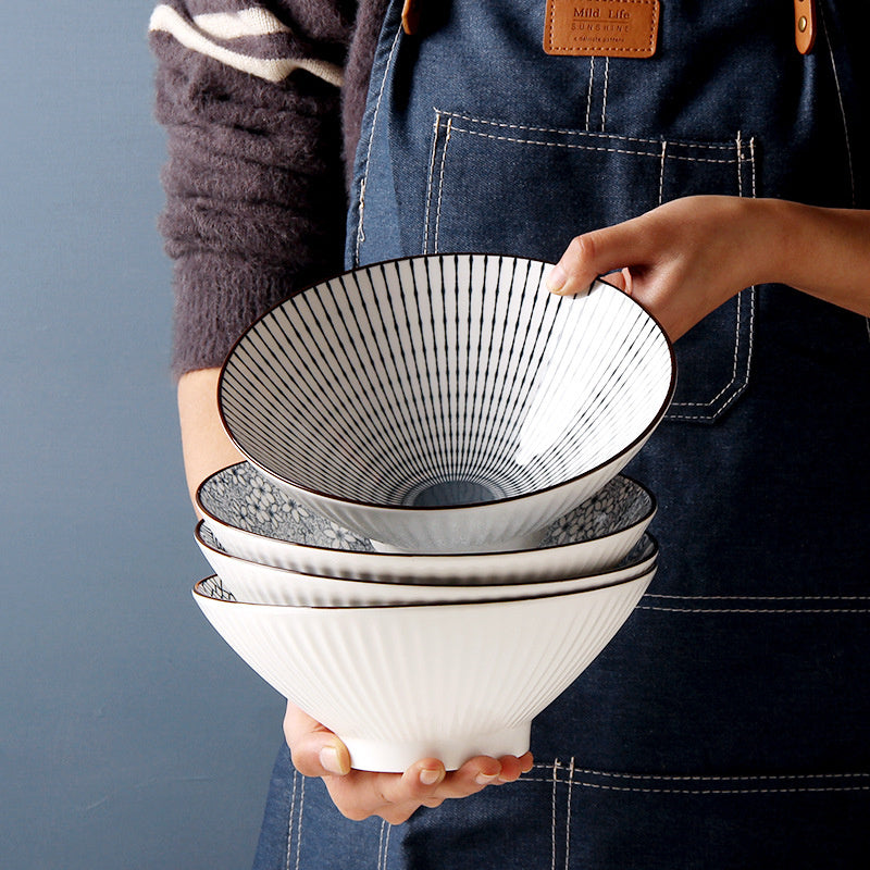 Deepened Ceramic Ramen Bowl - Kitchen Tableware with Multiple Colors