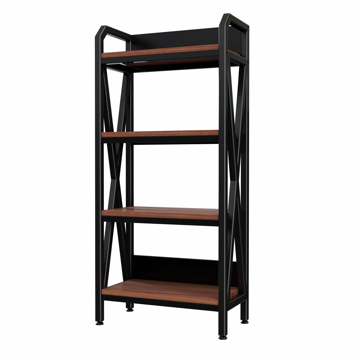 Black 56.3-Inch Metal & Wood Kitchen Storage Rack with 4 Adjustable Shelves